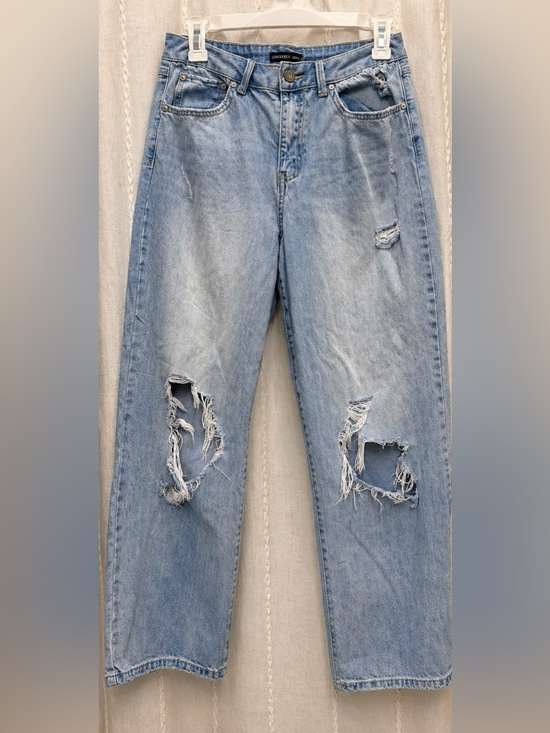 Sincerly Jules Denim - Sincerely Jules Medium Wash Straight Leg Distressed Jeans